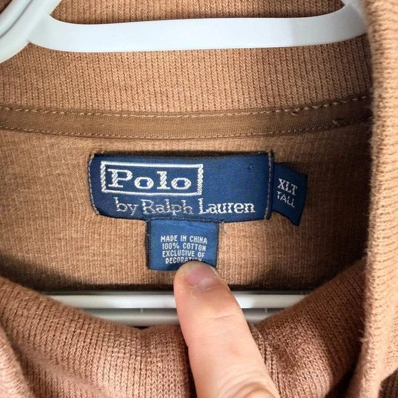 Polo Ralph Lauren 1/4 Zip Pullover Mens XLT Brown Cotton Ribbed Sweater - Picture 5 of 7